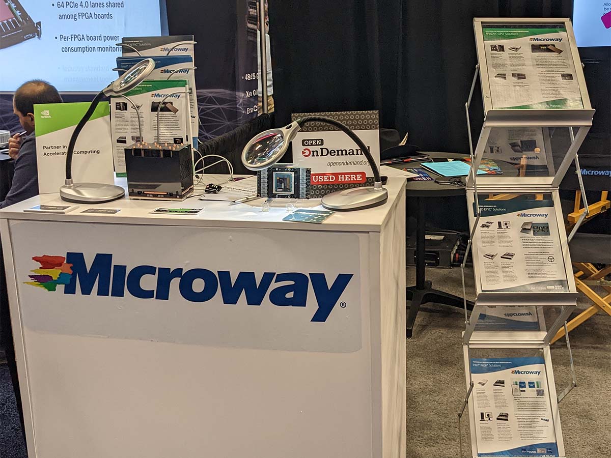 Microway booth at SC22 with Open OnDemand placard