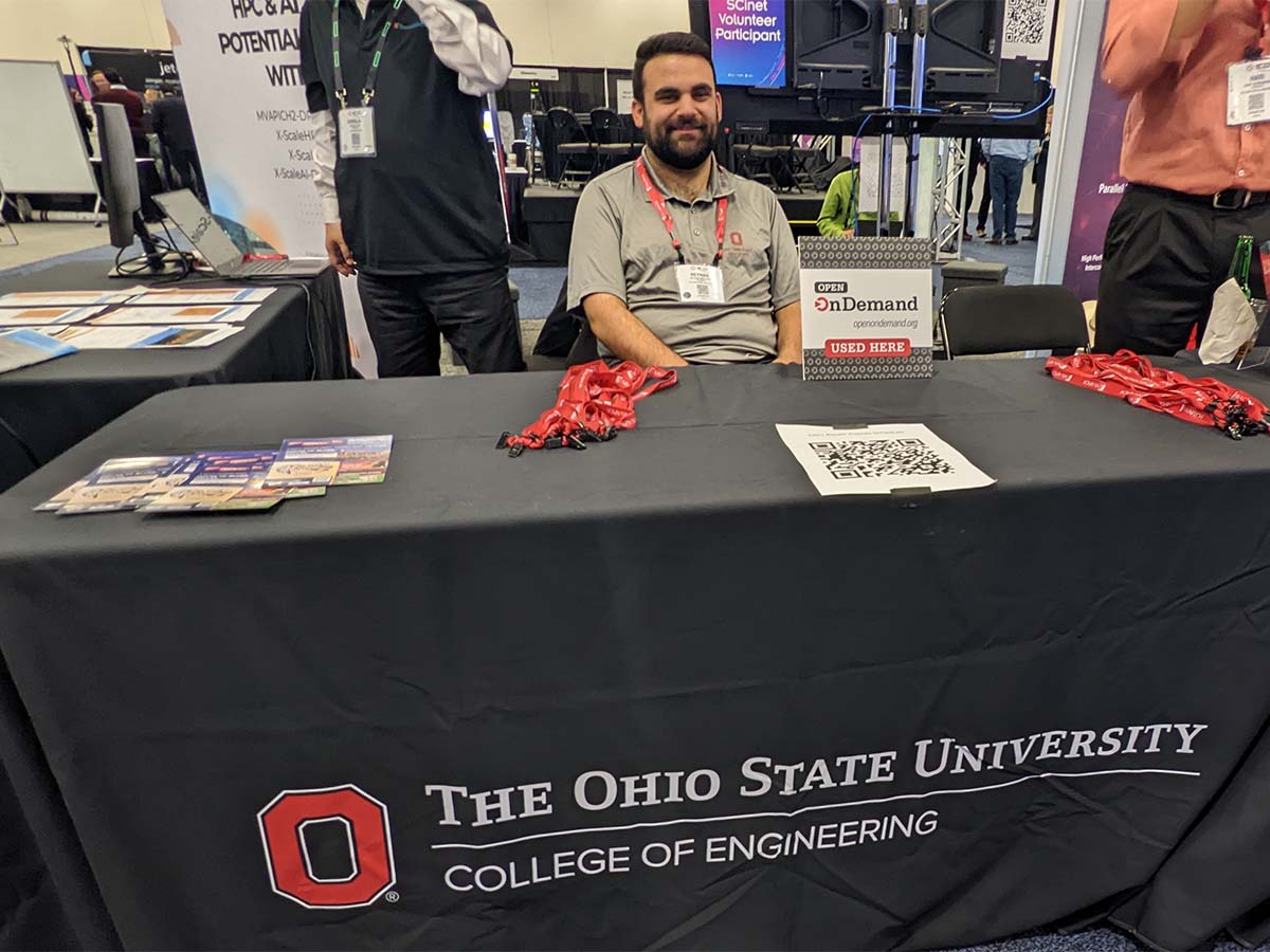Ohio State booth at SC22 with Open OnDemand placard