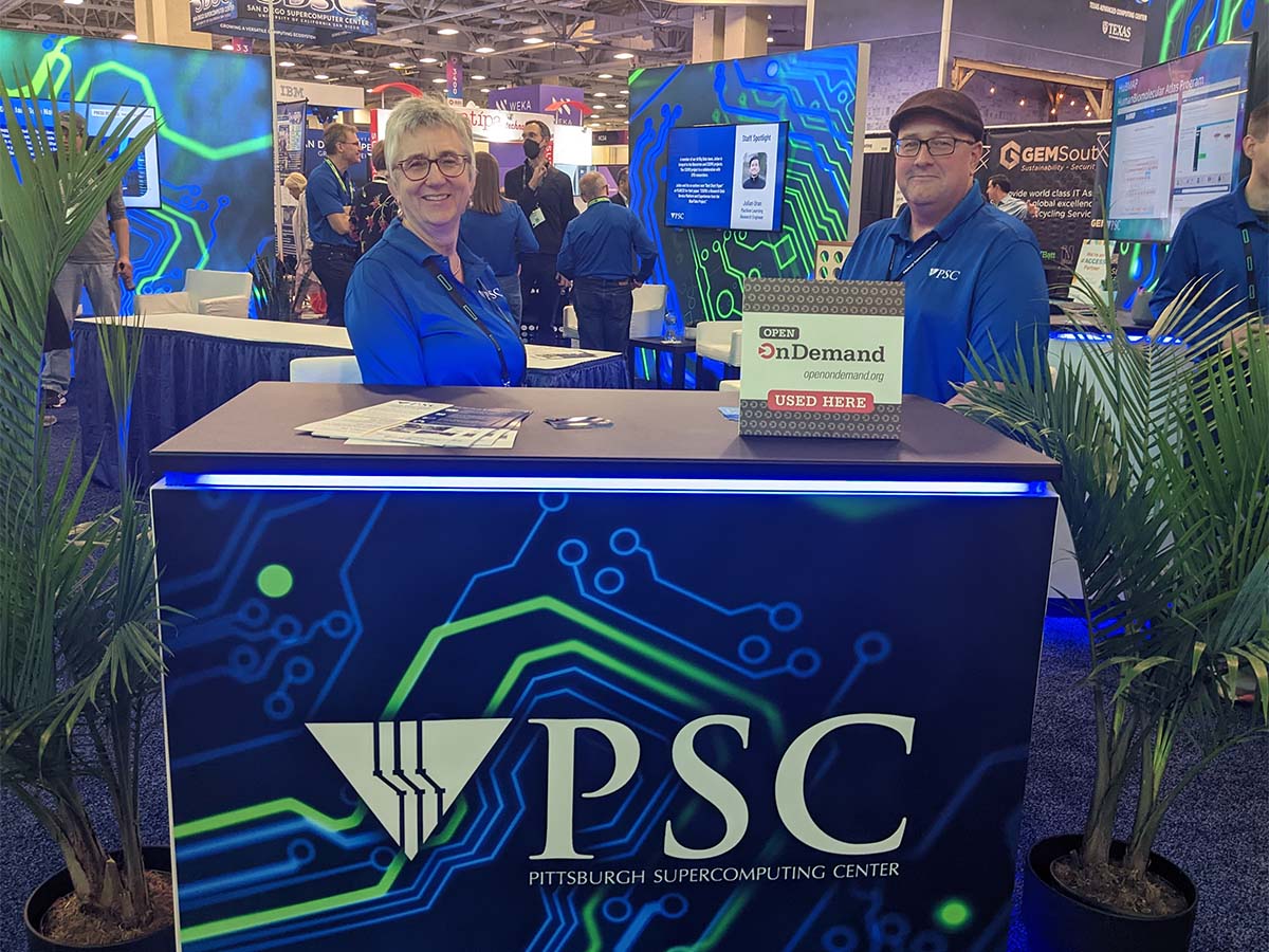 PSC booth at SC22 with Open OnDemand placard